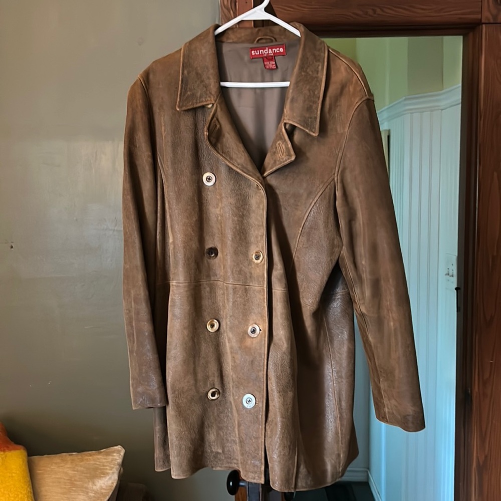 Sundance suede leather long jacket